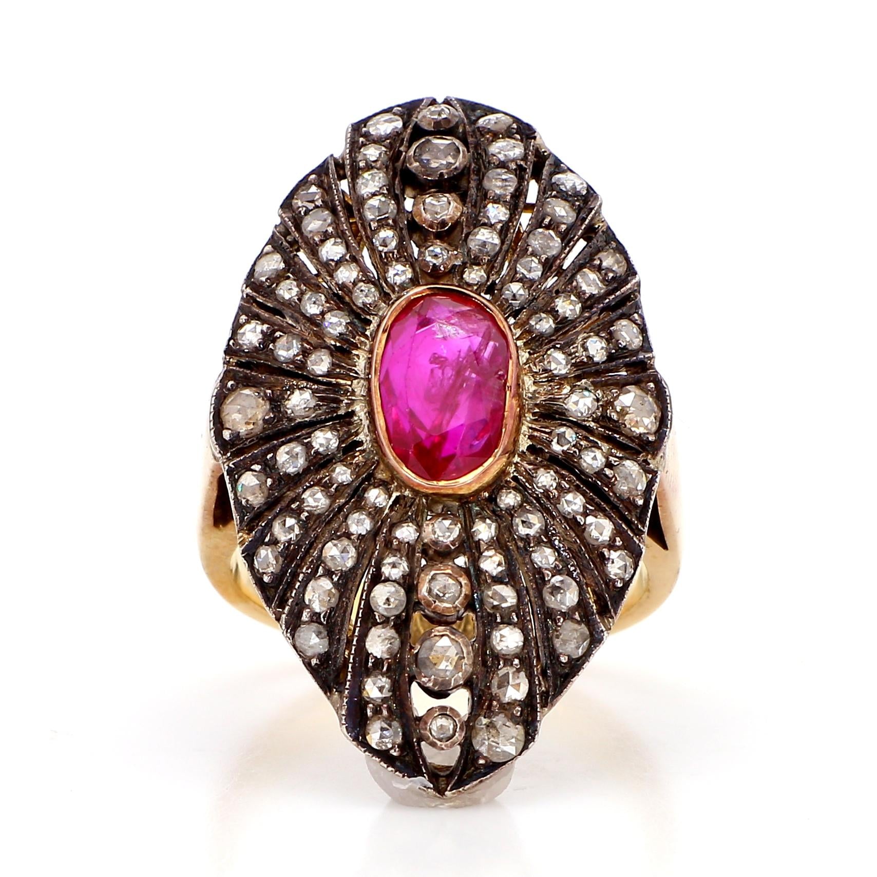 1.30 Carat Ruby and 2.10  Diamond Ring