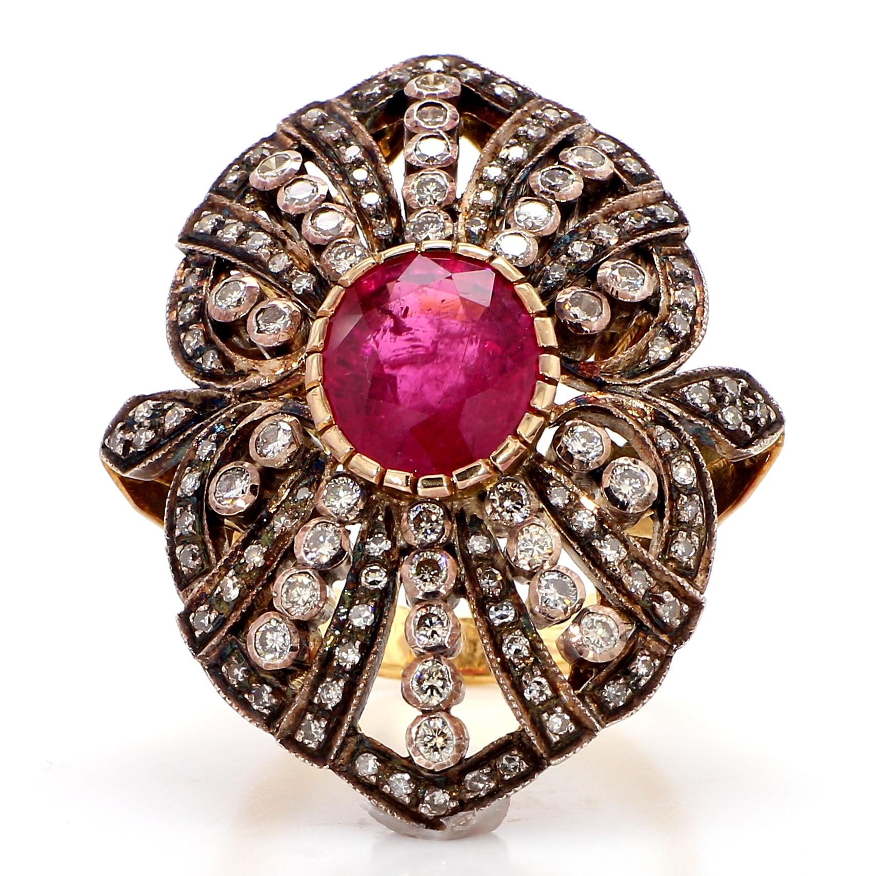 5.6 Carat Ruby and 1.90 Diamond Ring