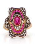 Ruby and Diamond Victorian Ring