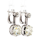 Platinum Earrings with 8.53ct Old Mine-Cut Diamonds VS2 Clarity