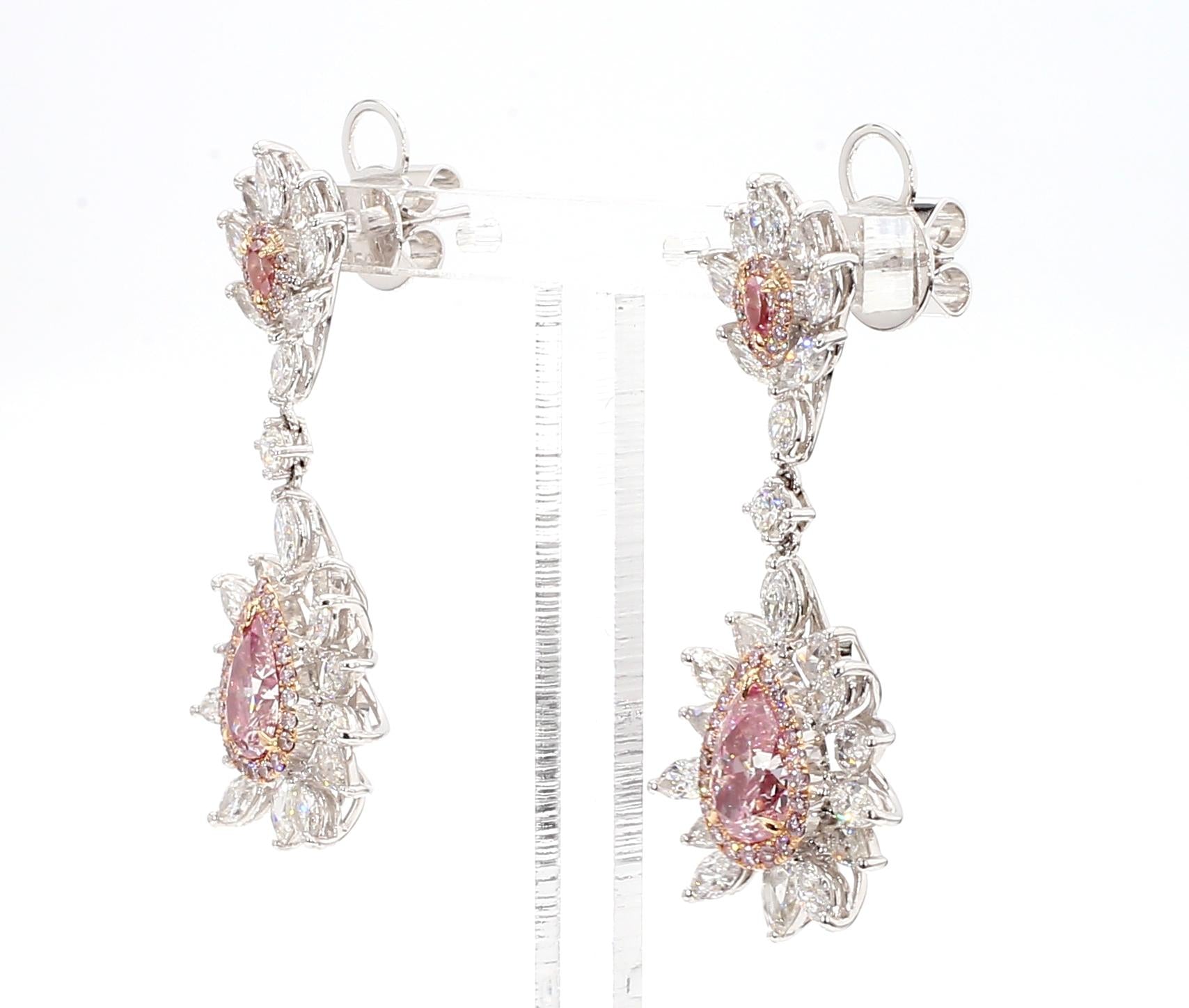 5.7 Carat Fancy Pinkish Brown Diamond Earrings in 18K Gold