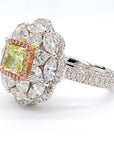 GIA Certified 3.74 Carat Fancy Green-Yellow Diamond Ring in 18K Gold