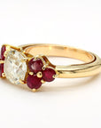 1.70 Carat Old Euro Diamond and Ruby 18K Gold Ring 7.60 Gram