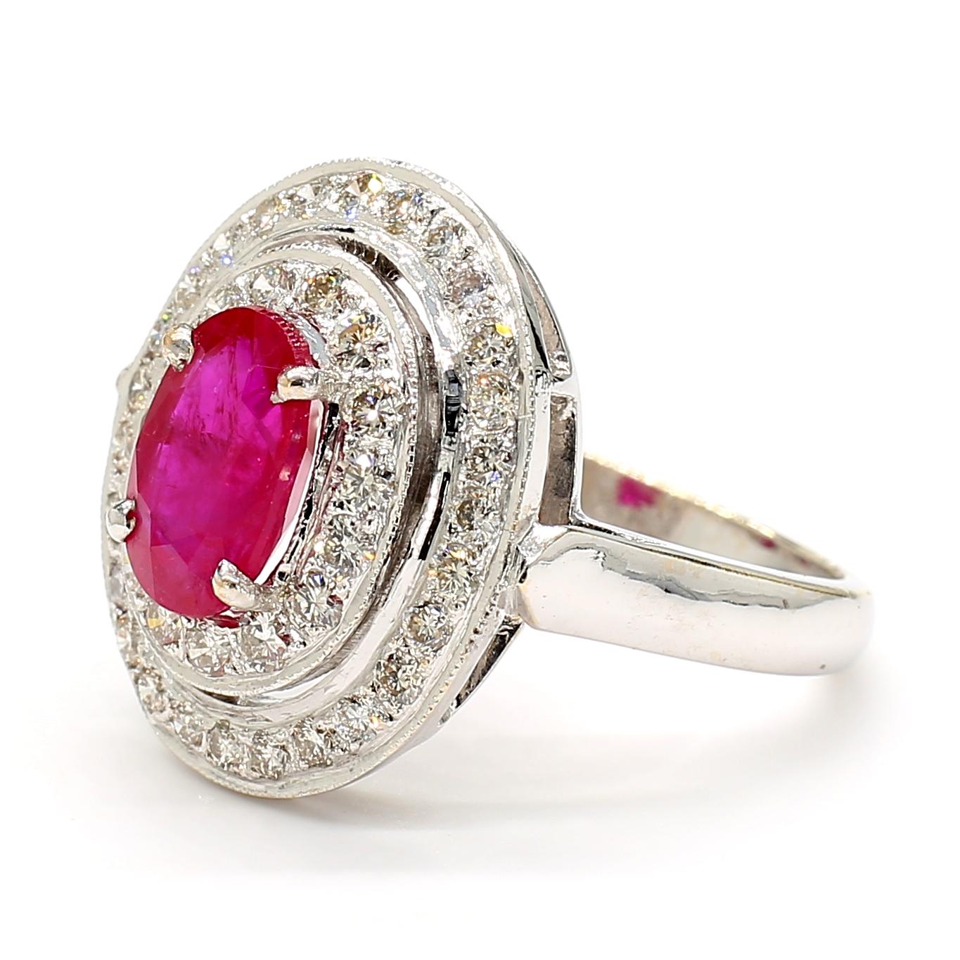 Ruby and Diamond Halo Ring