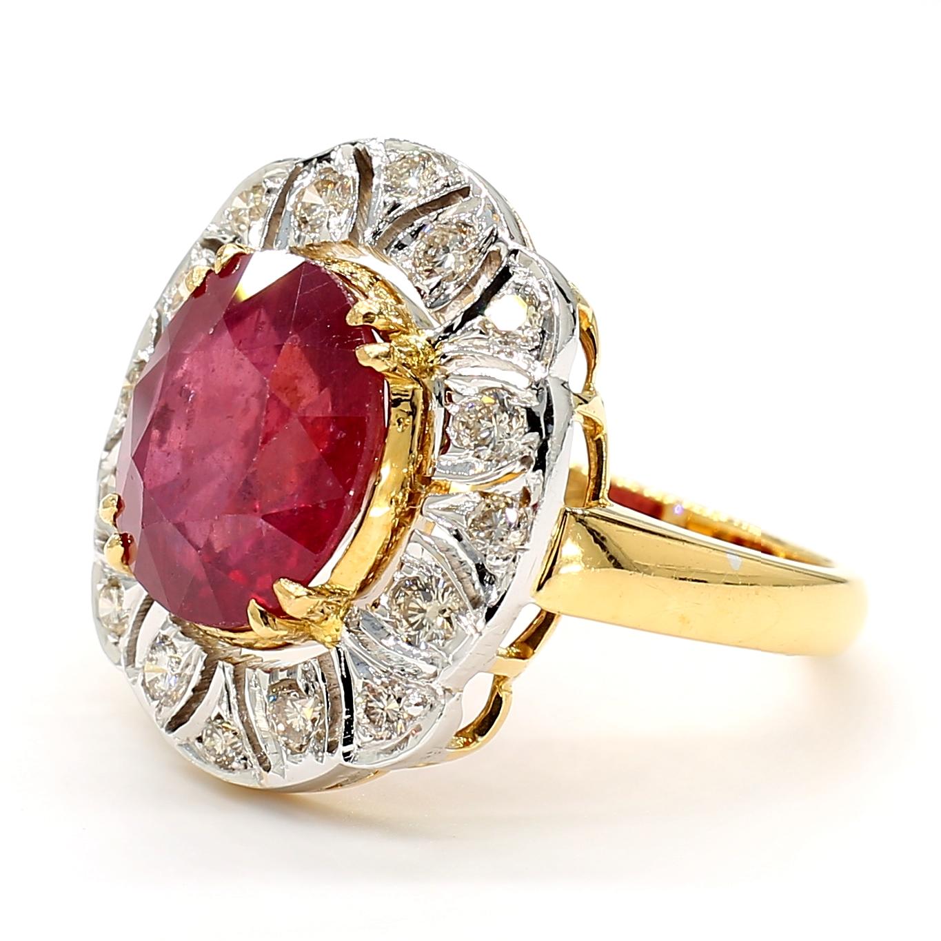 Ruby and Diamond Halo Ring