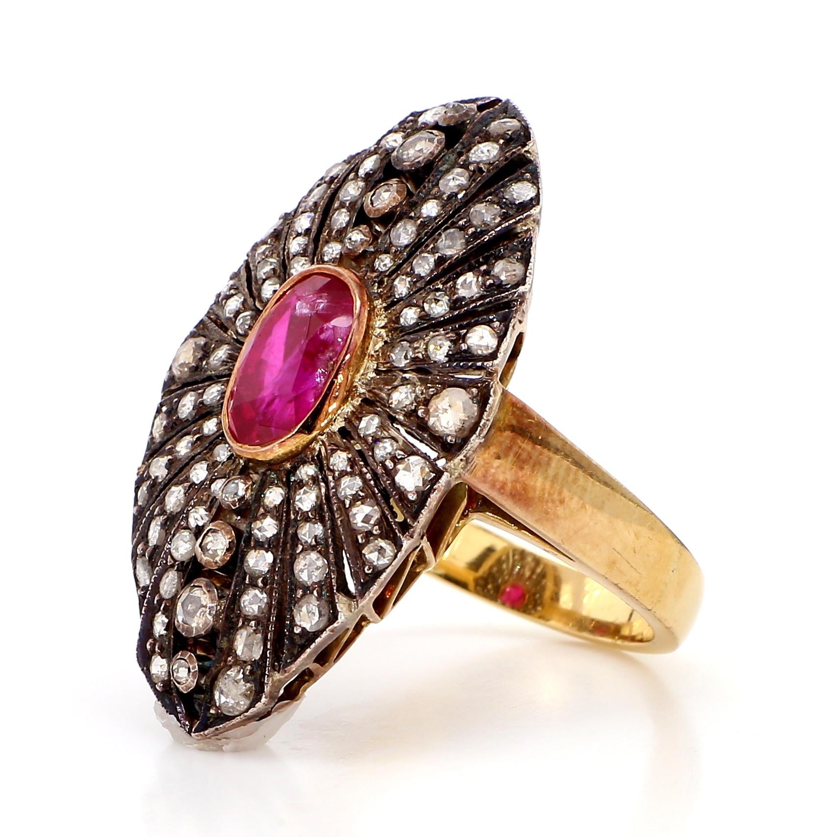 1.30 Carat Ruby and 2.10  Diamond Ring