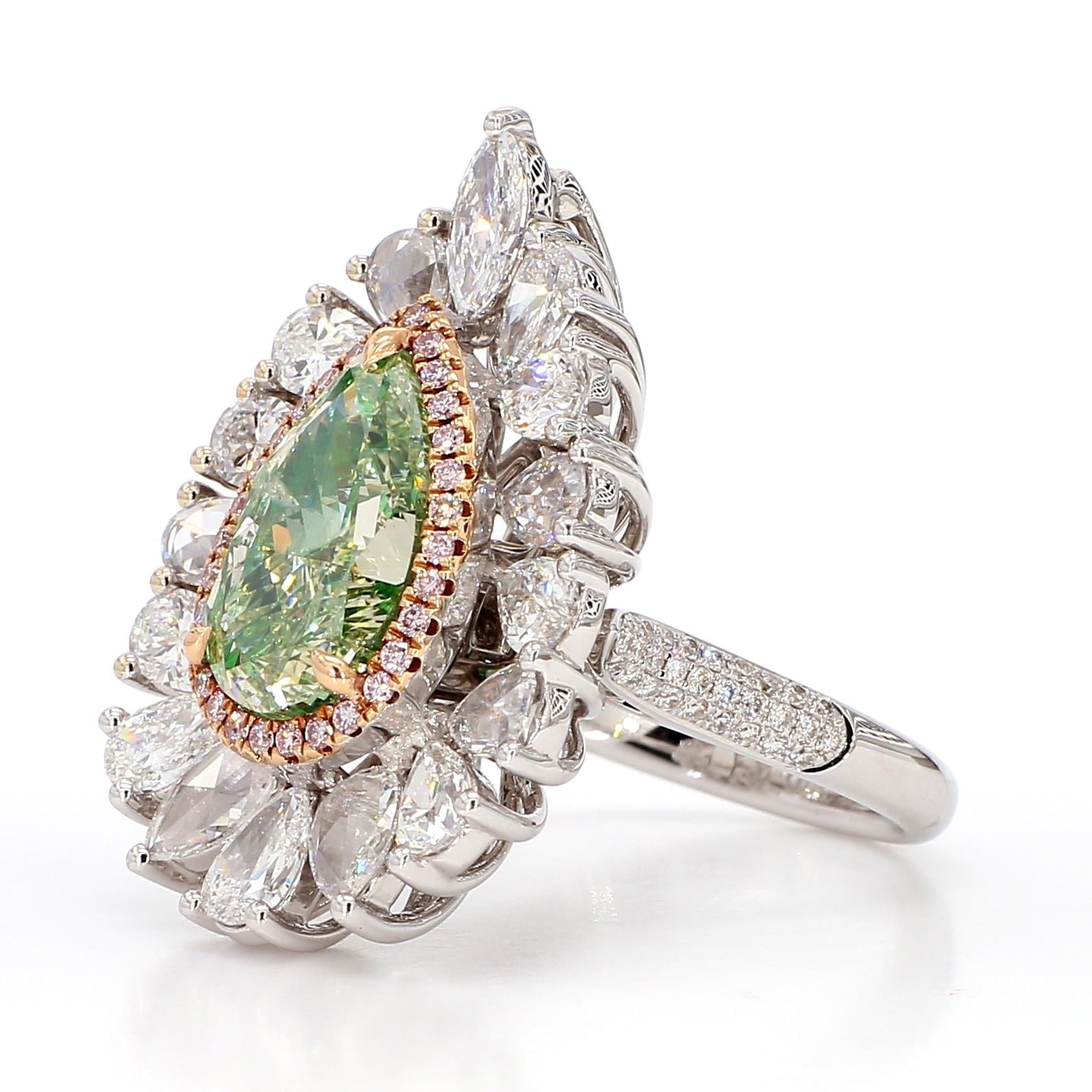 5.1 Carat Natural Fancy Green GIA Certified Diamond Ring