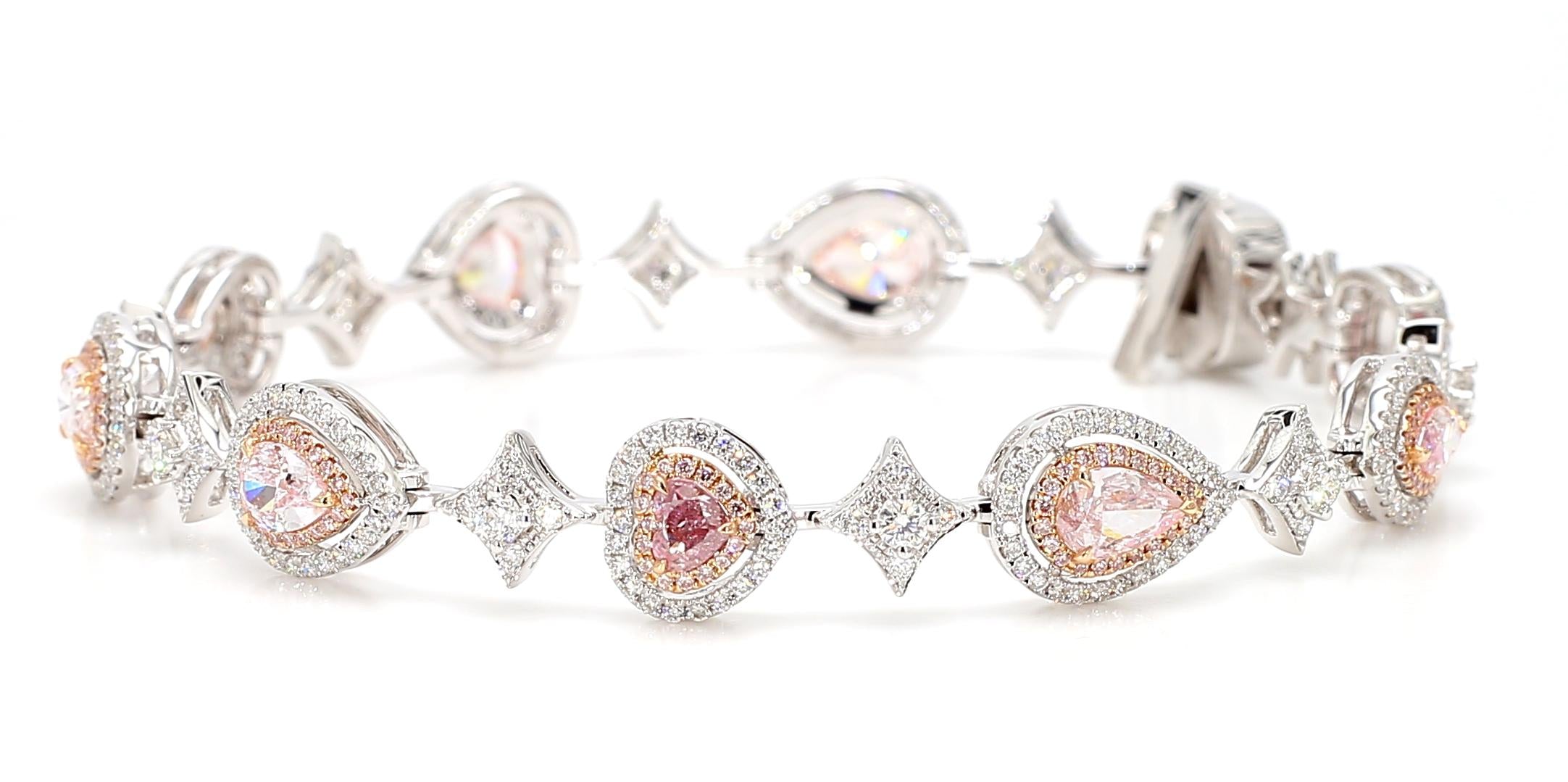GIA Certifies Natural Fancy Pink Color Diamond Bracelet