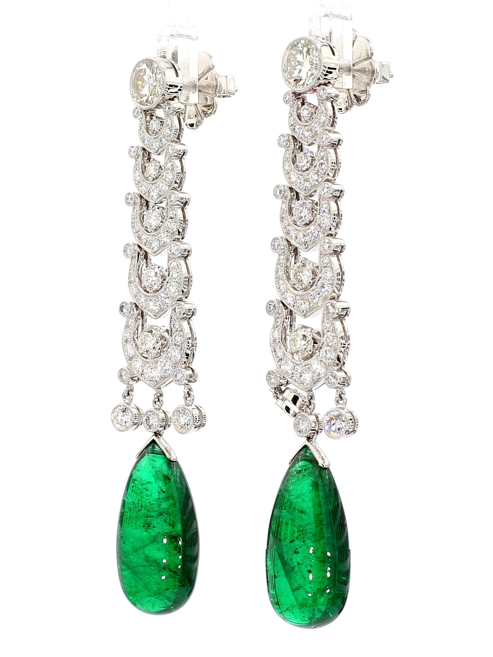 26 Carat Natural Certified Zambian Emerald Earrings