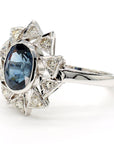 Blue Sapphire and Diamond Ring