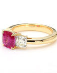 1.6-Carat Ruby & Diamond Ring in 18K Gold with Princess Cut