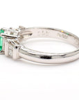 Platinum Ring with 0.55ct Emerald and 0.38ct Diamond