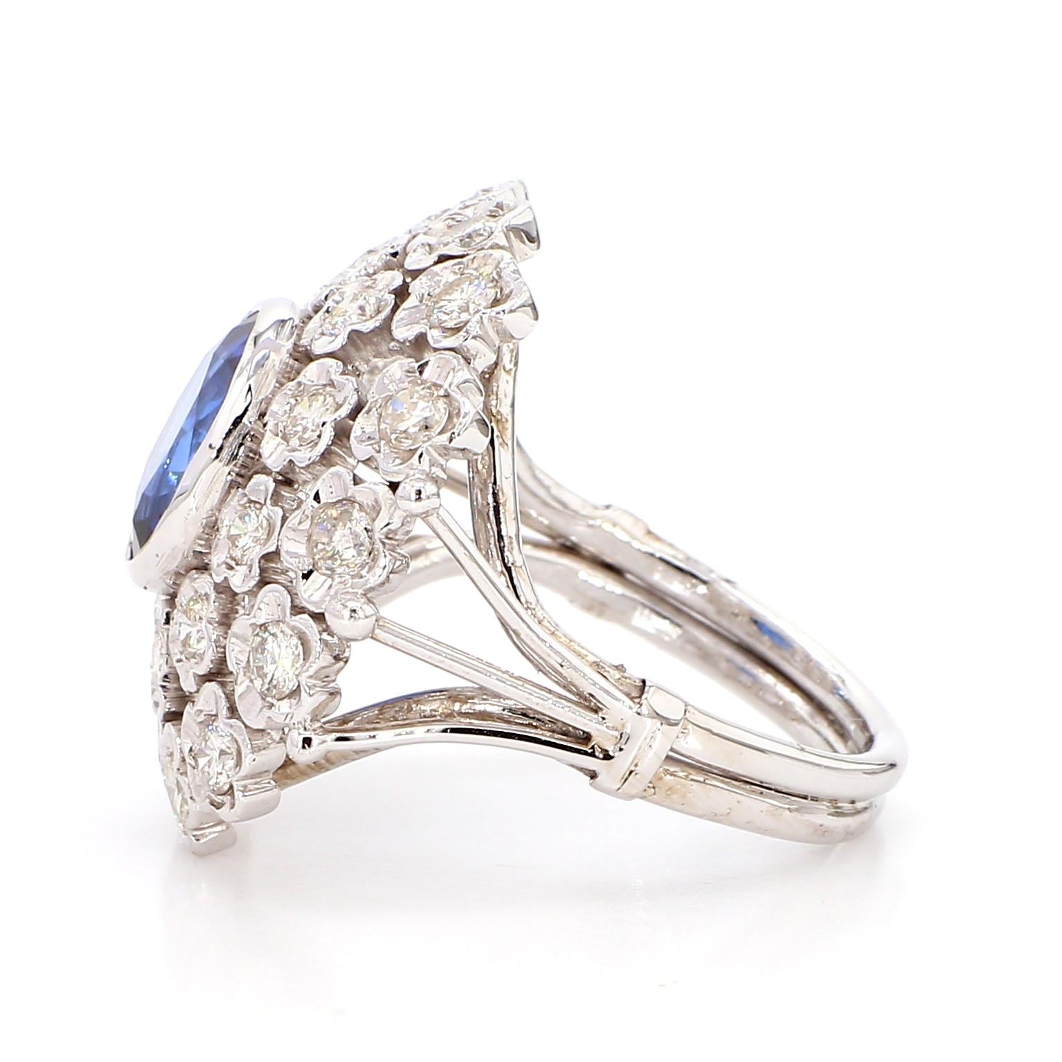 Blue Sapphire and Diamond Ring