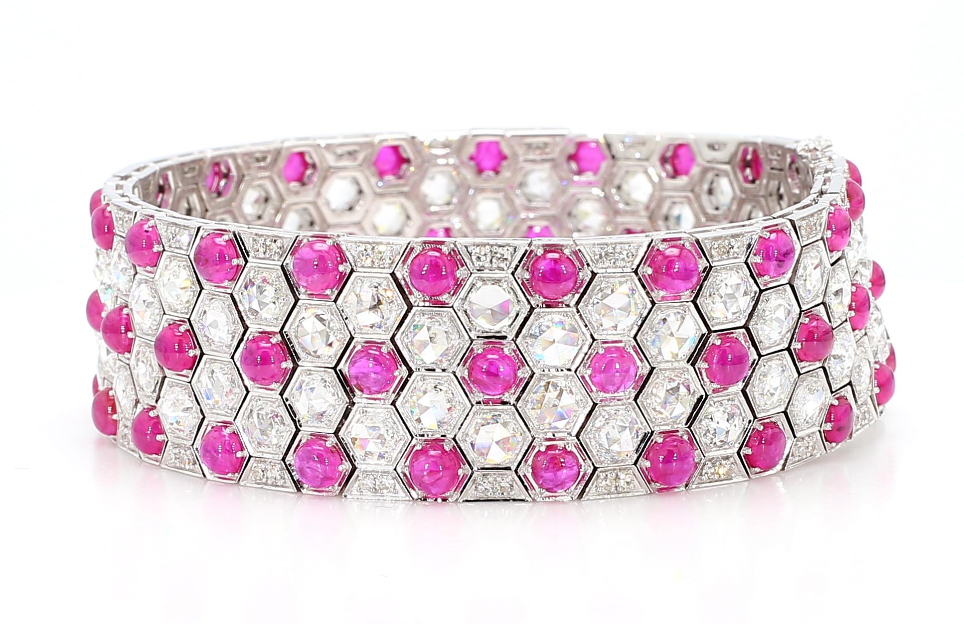 17.7ct Rubies & 11.26ct Diamonds Honeycomb Design