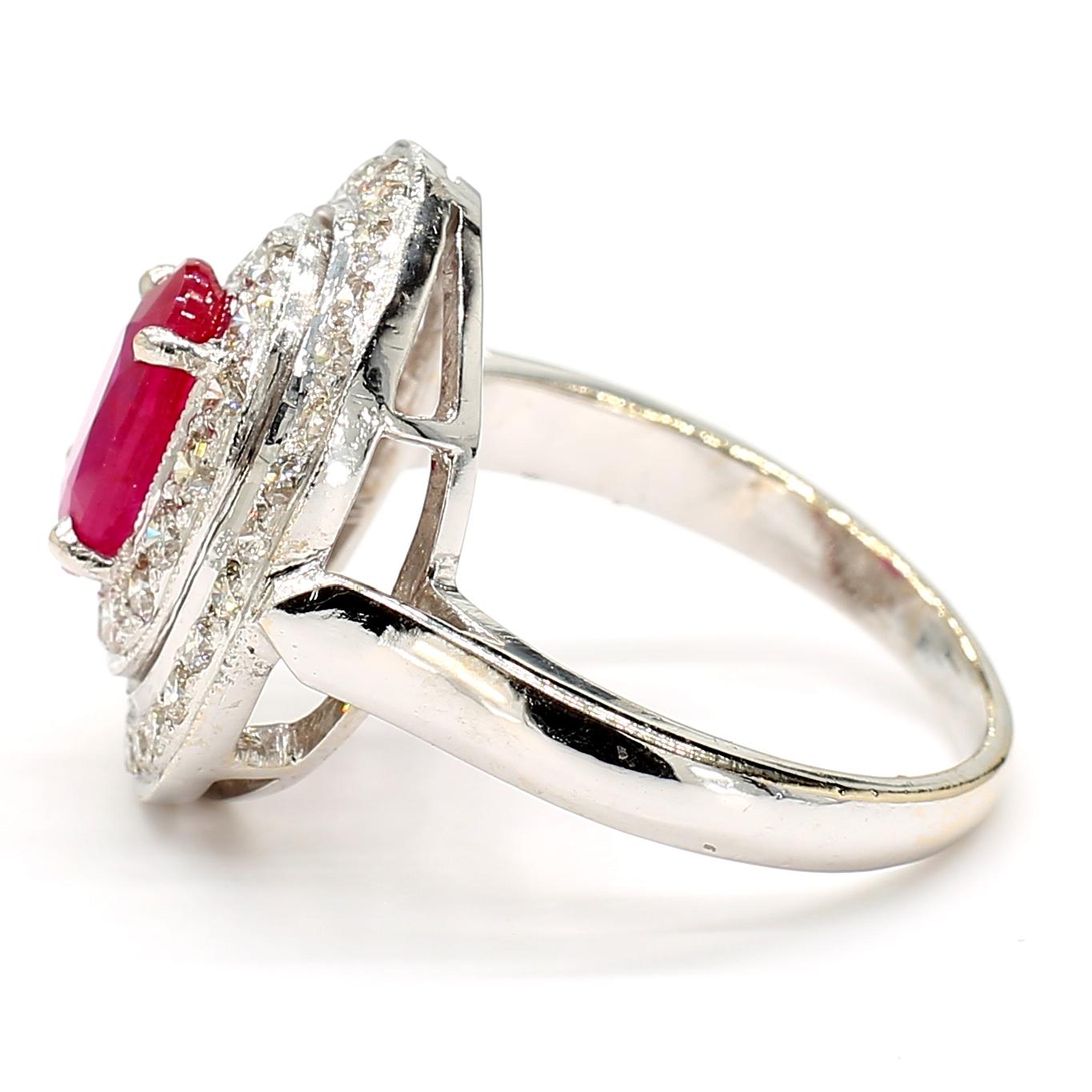 Ruby and Diamond Halo Ring