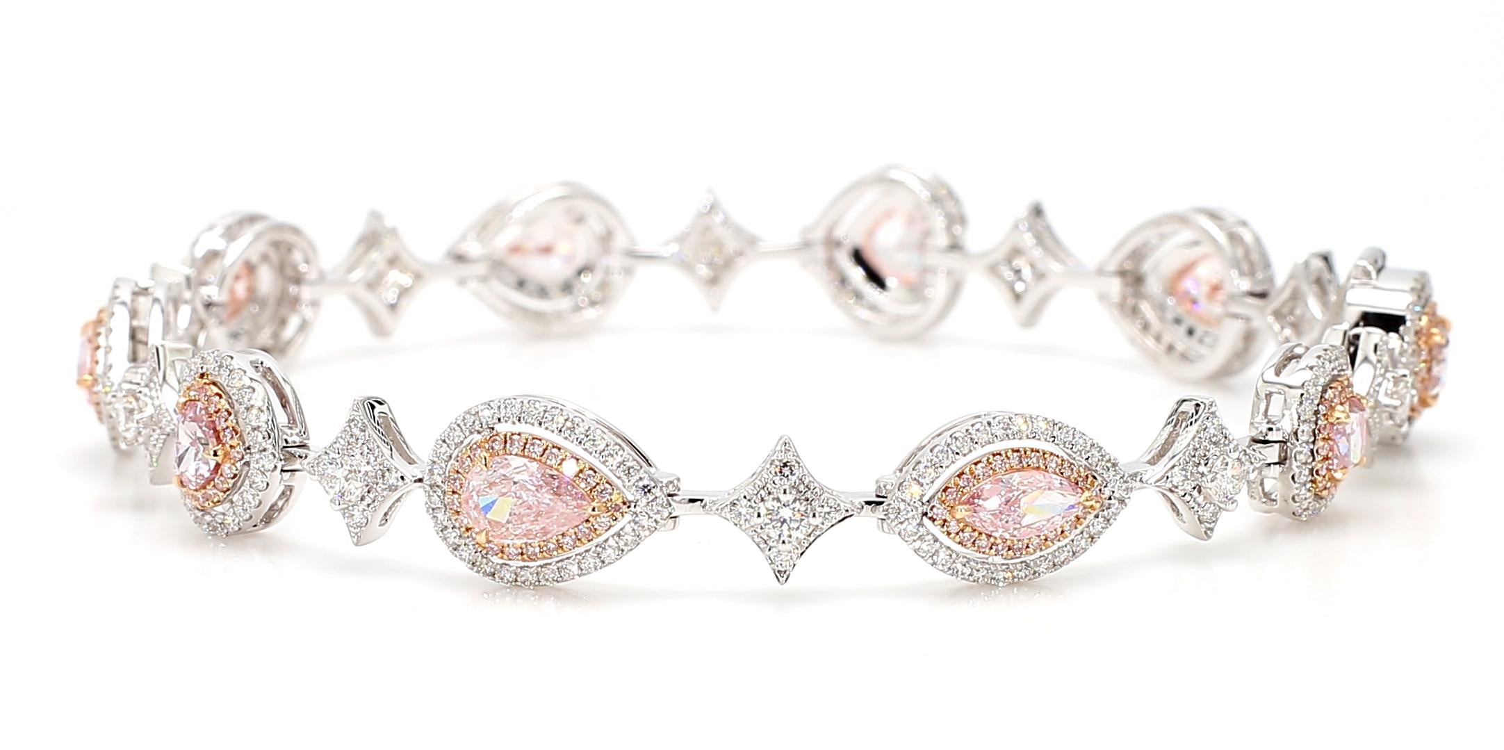 GIA Certifies Natural Fancy Pink Color Diamond Bracelet