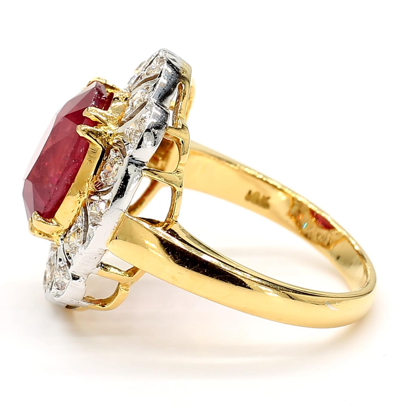 Ruby and Diamond Halo Ring
