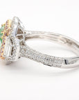 18k Gold Ring with 3.22ct Green Antique Cushion-Cut Diamond