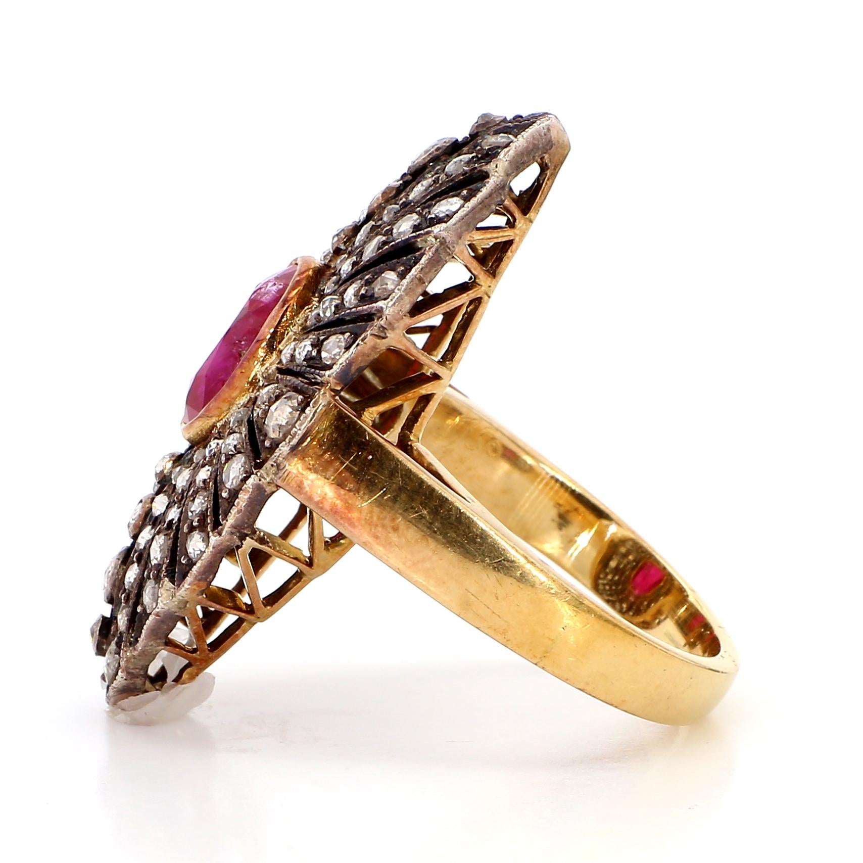 1.30 Carat Ruby and 2.10  Diamond Ring