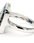 Blue Sapphire Diamond Sqaure Ring