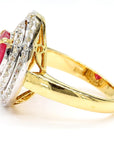 Ruby and Diamond Halo 18K Gold Ring