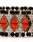 Coral Diamond Black Onyx Bracelet