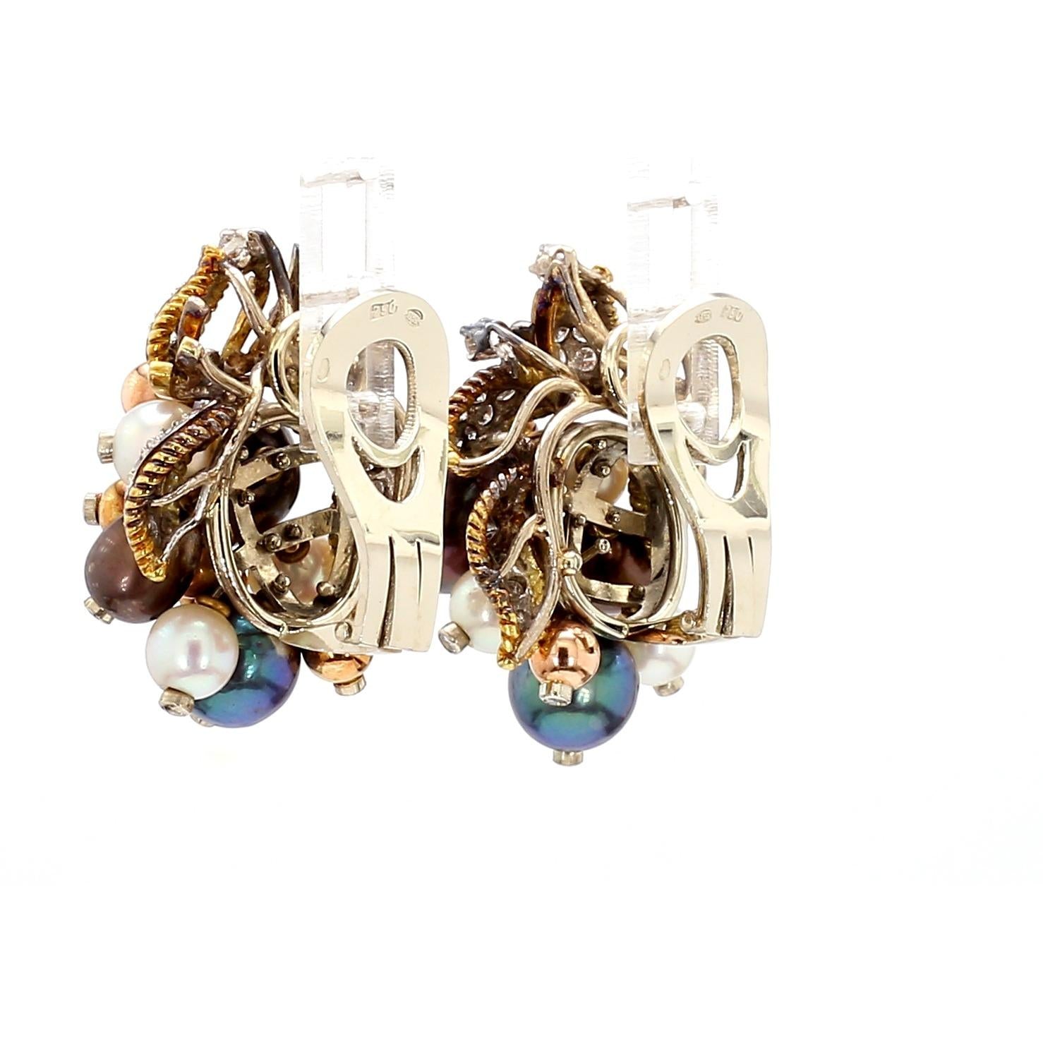Multicolored Pearl Austrian Art Deco Pearl Earing