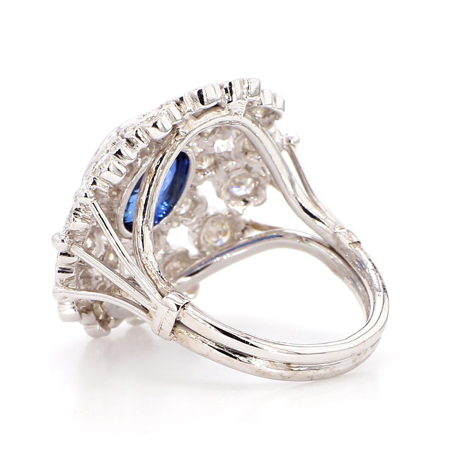 Blue Sapphire and Diamond Ring