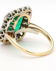 AGL Certified Columbian Square-Cut Emerald and Diamond Halo Ring