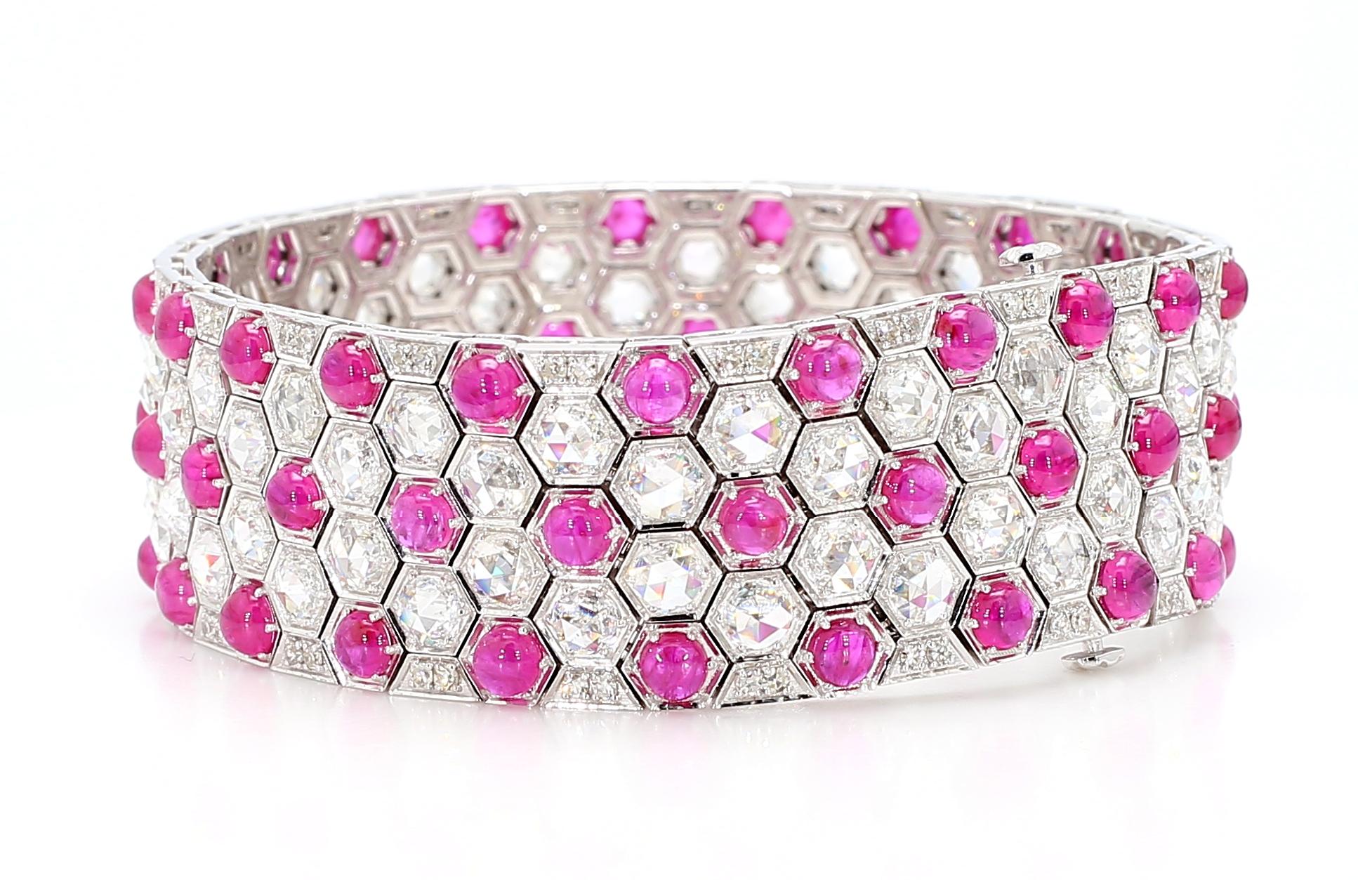 17.7ct Rubies & 11.26ct Diamonds Honeycomb Design