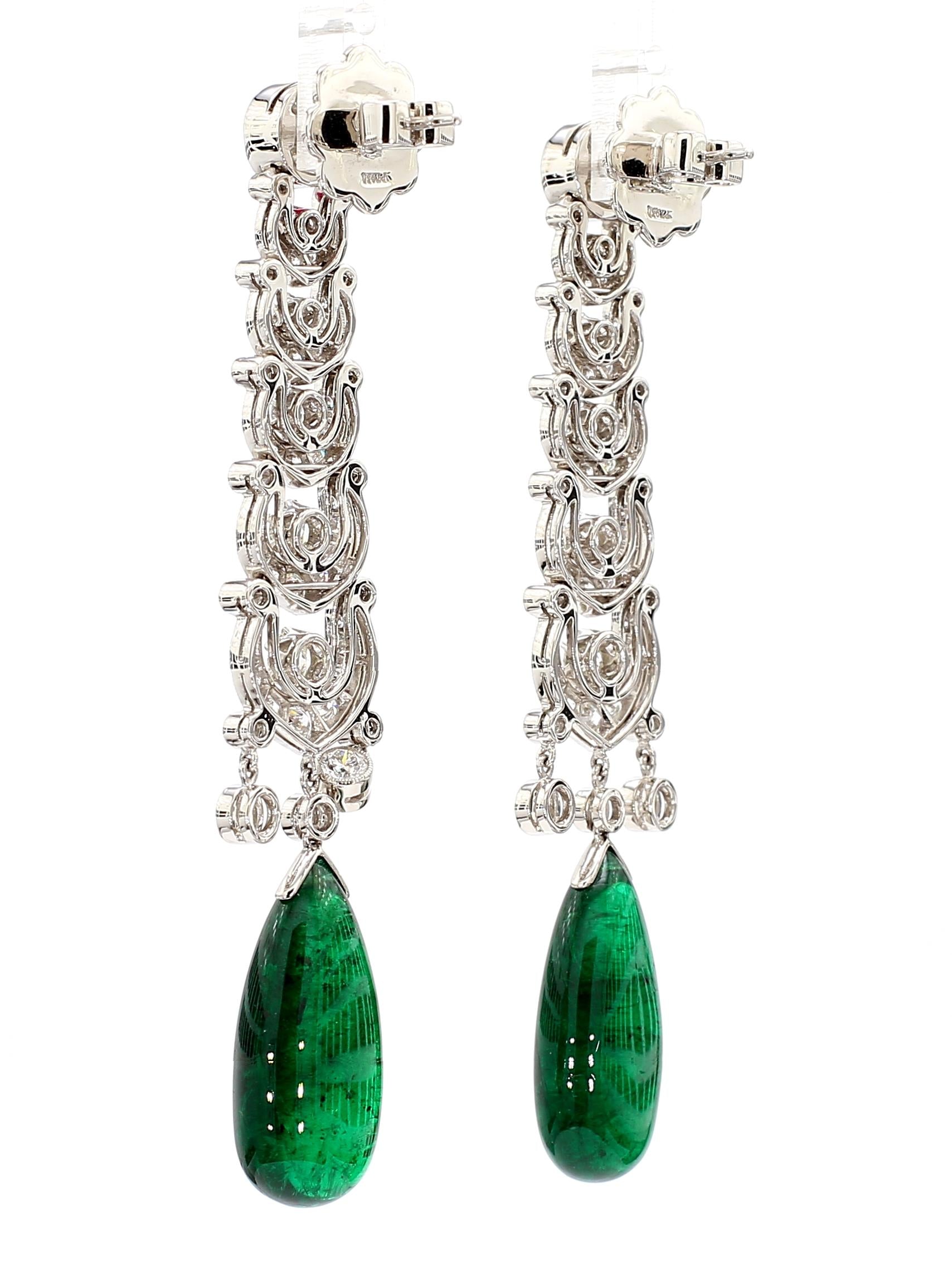 26 Carat Natural Certified Zambian Emerald Earrings