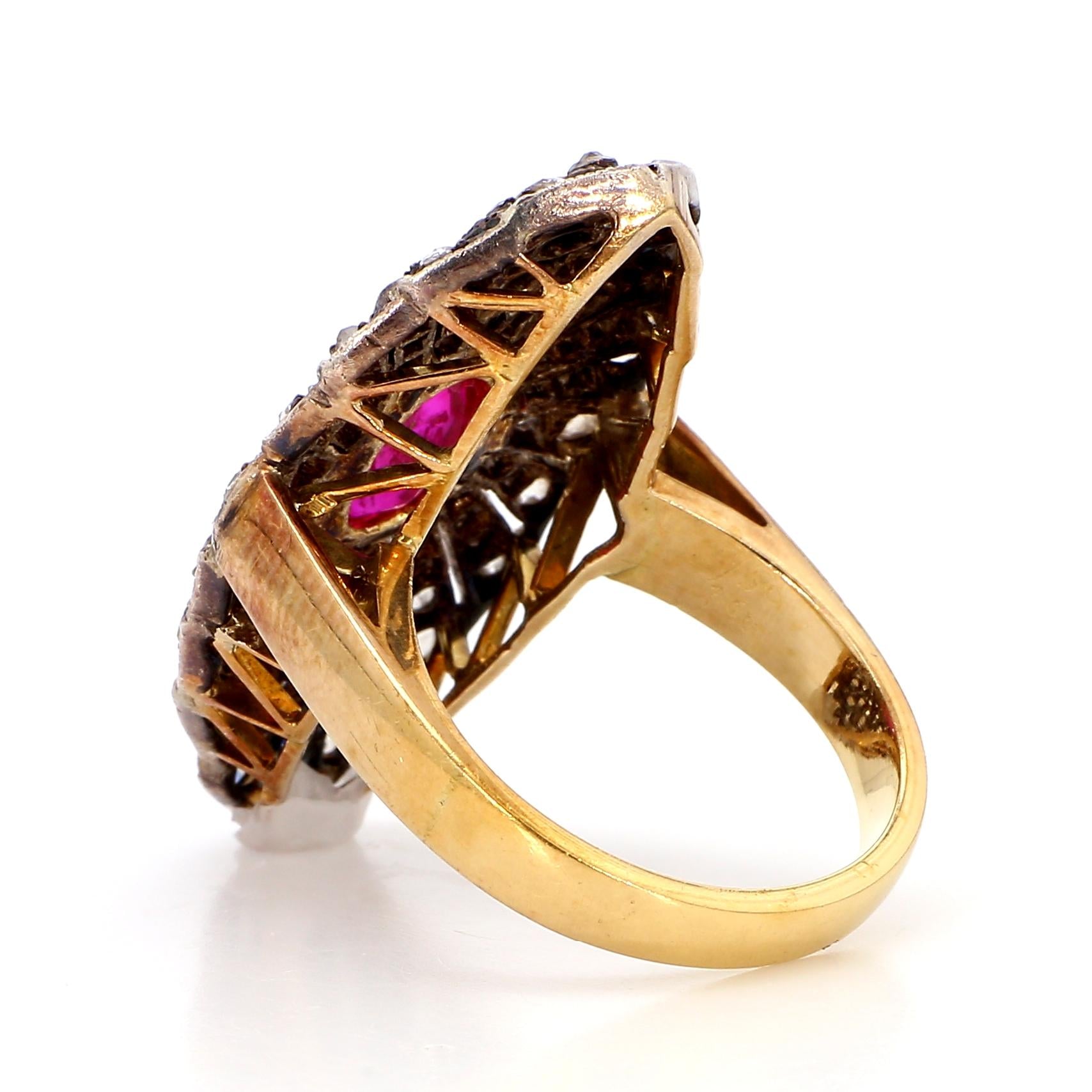 1.30 Carat Ruby and 2.10  Diamond Ring