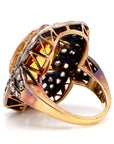 Antique 18k Gold Ring with 12.9ct Citrine and 1.4ct Diamonds