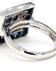 Blue Sapphire Diamond Sqaure Ring