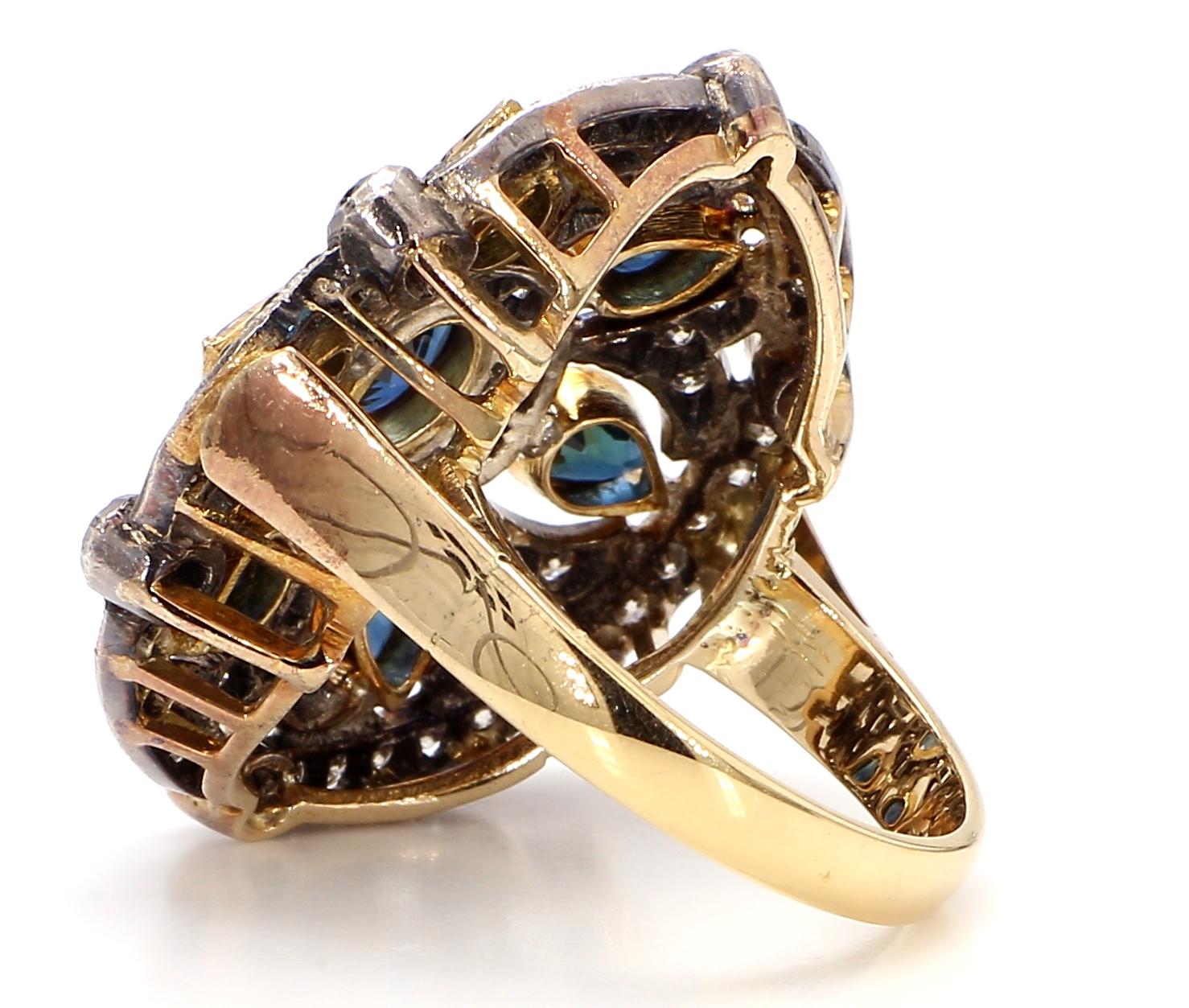 Antique Rount Blue Sapphire Ring