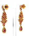 4 Carat Ruby and 3 Carat Diamond Art Deco Style 14K Earrings