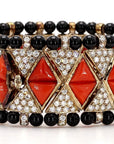 Coral Diamond Black Onyx Bracelet