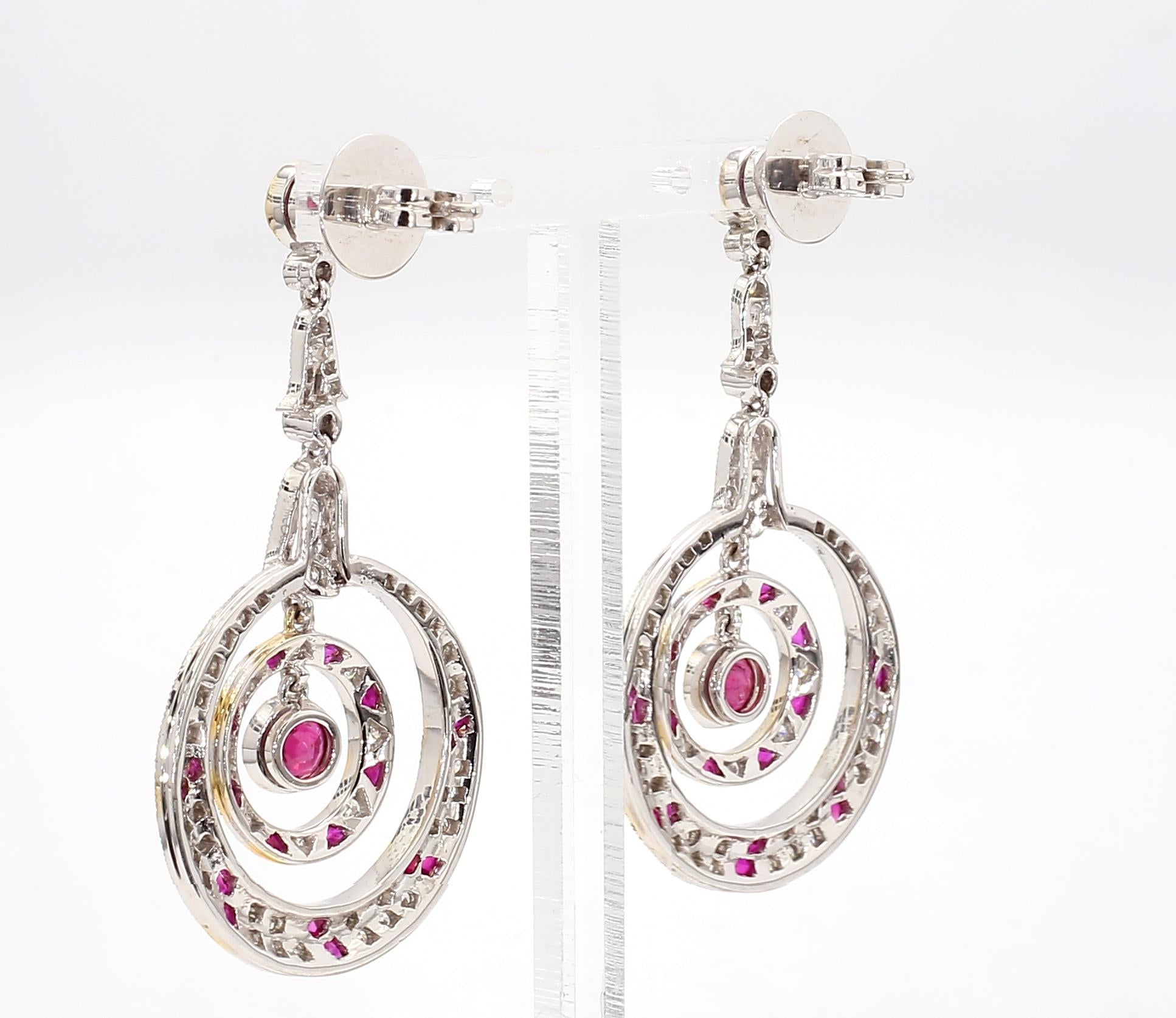 Art Deco Long Ruby Earrings[no photos]