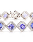 11.04 Carat Tanzanite and Diamond Bracelet in 18K Gold