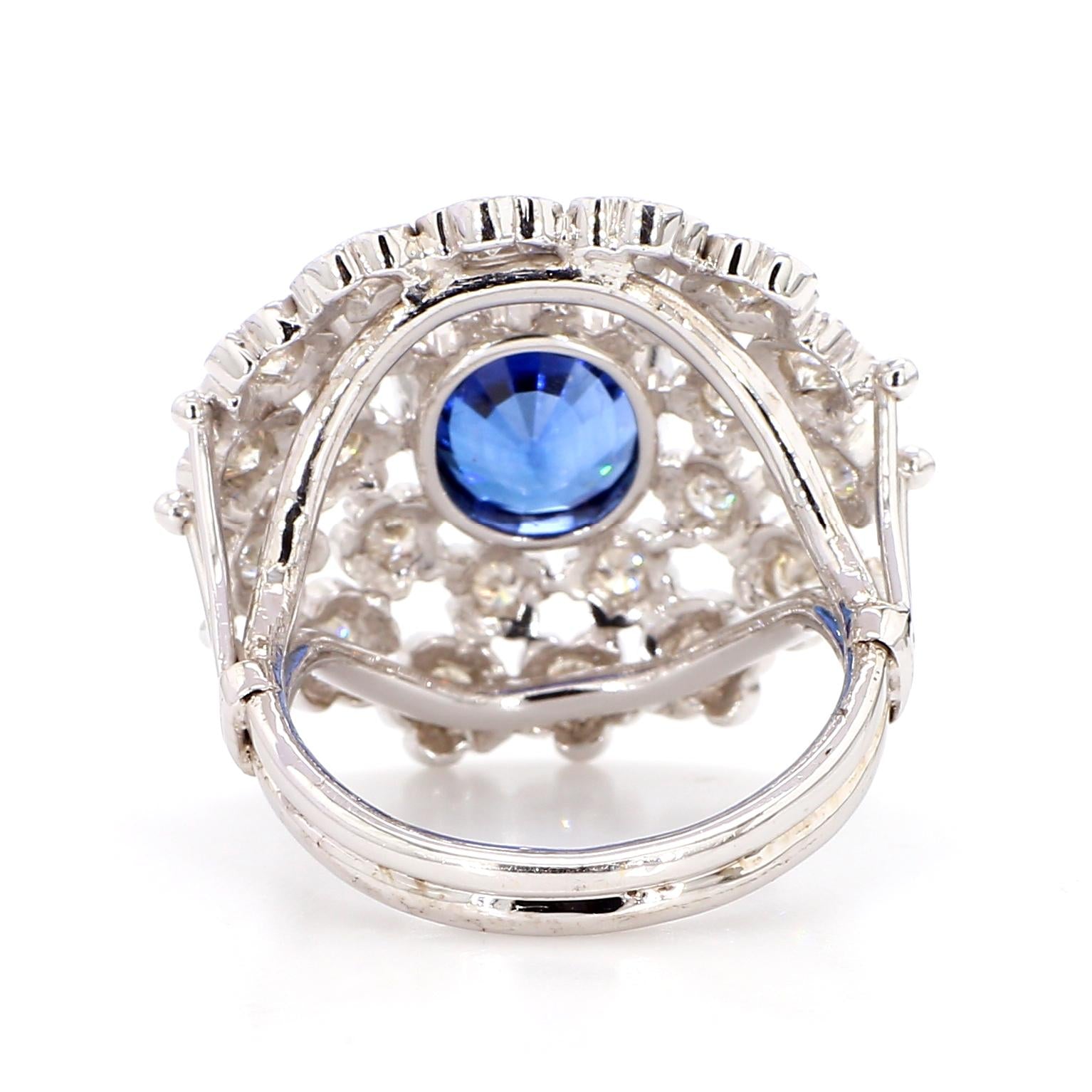 Blue Sapphire and Diamond Ring