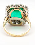 AGL Certified Columbian Square-Cut Emerald and Diamond Halo Ring