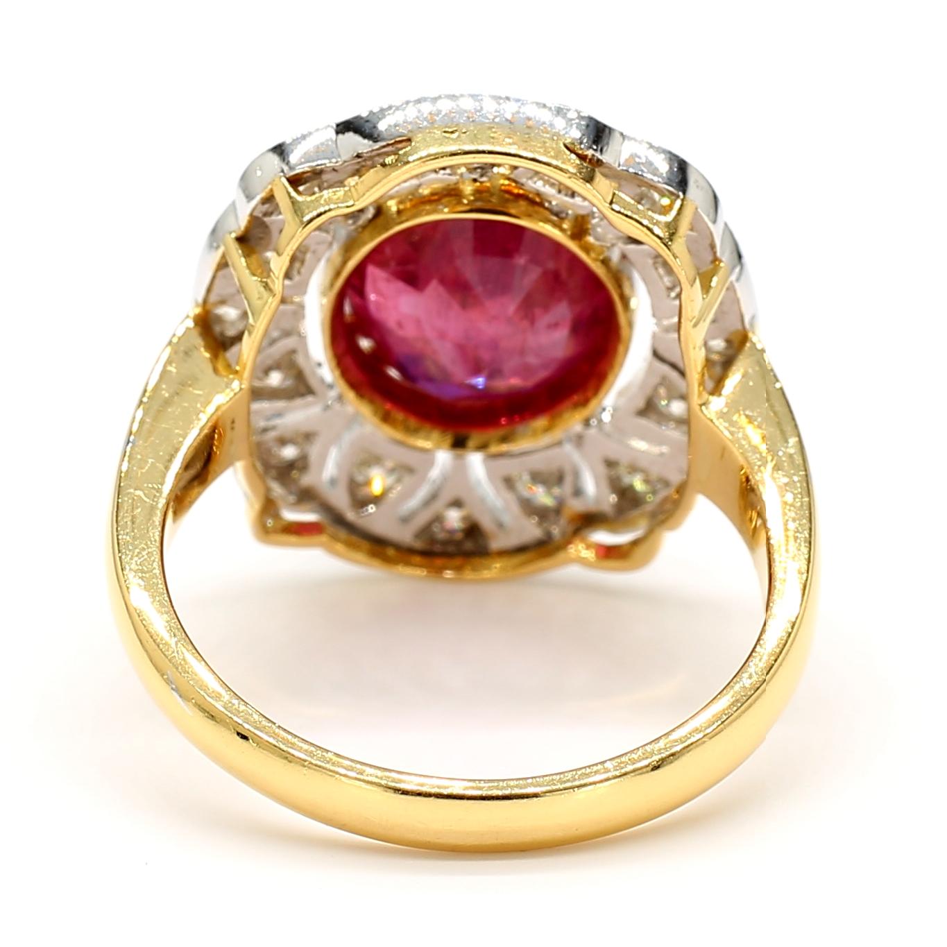 Ruby and Diamond Halo Ring