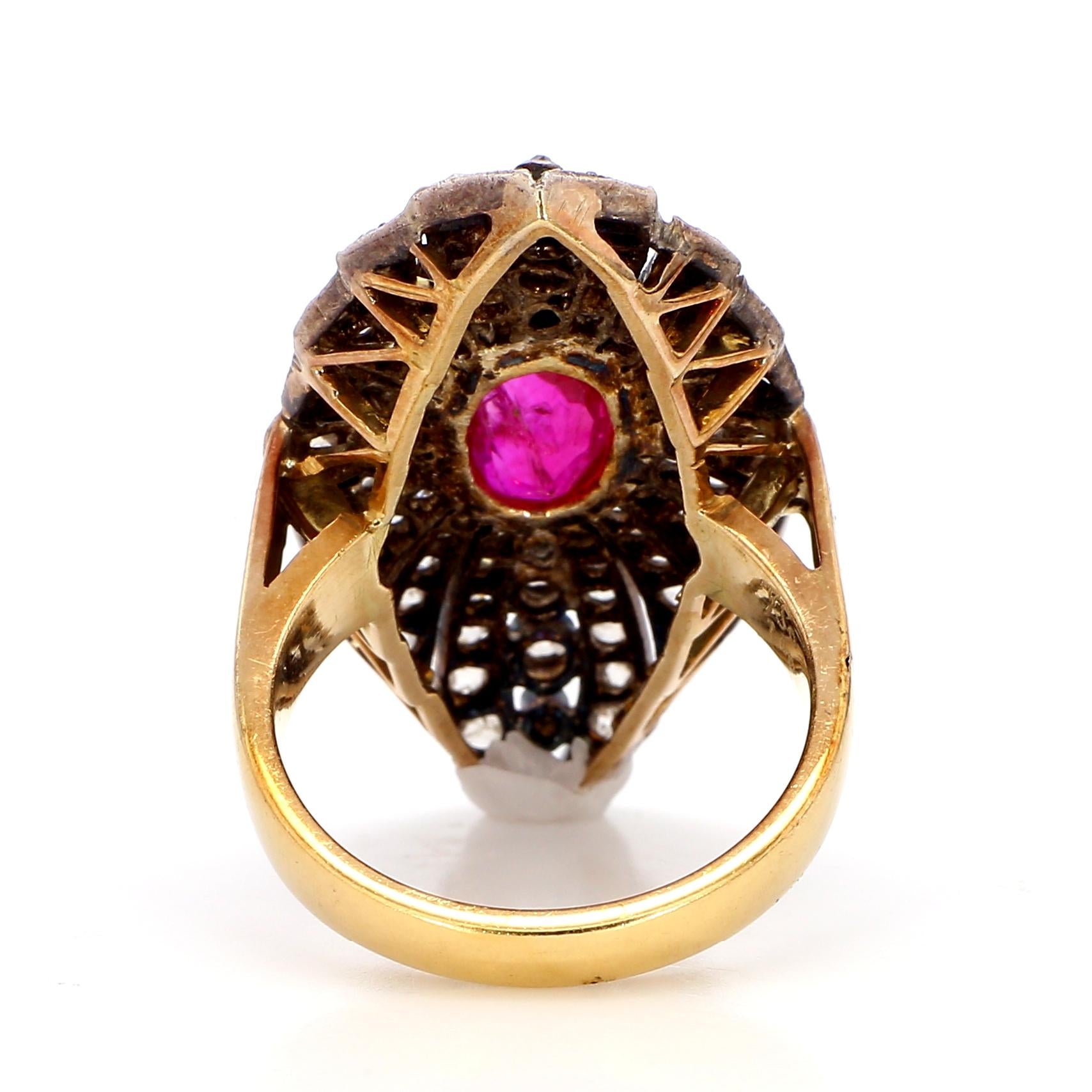 1.30 Carat Ruby and 2.10  Diamond Ring
