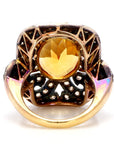 Antique 18k Gold Ring with 12.9ct Citrine and 1.4ct Diamonds