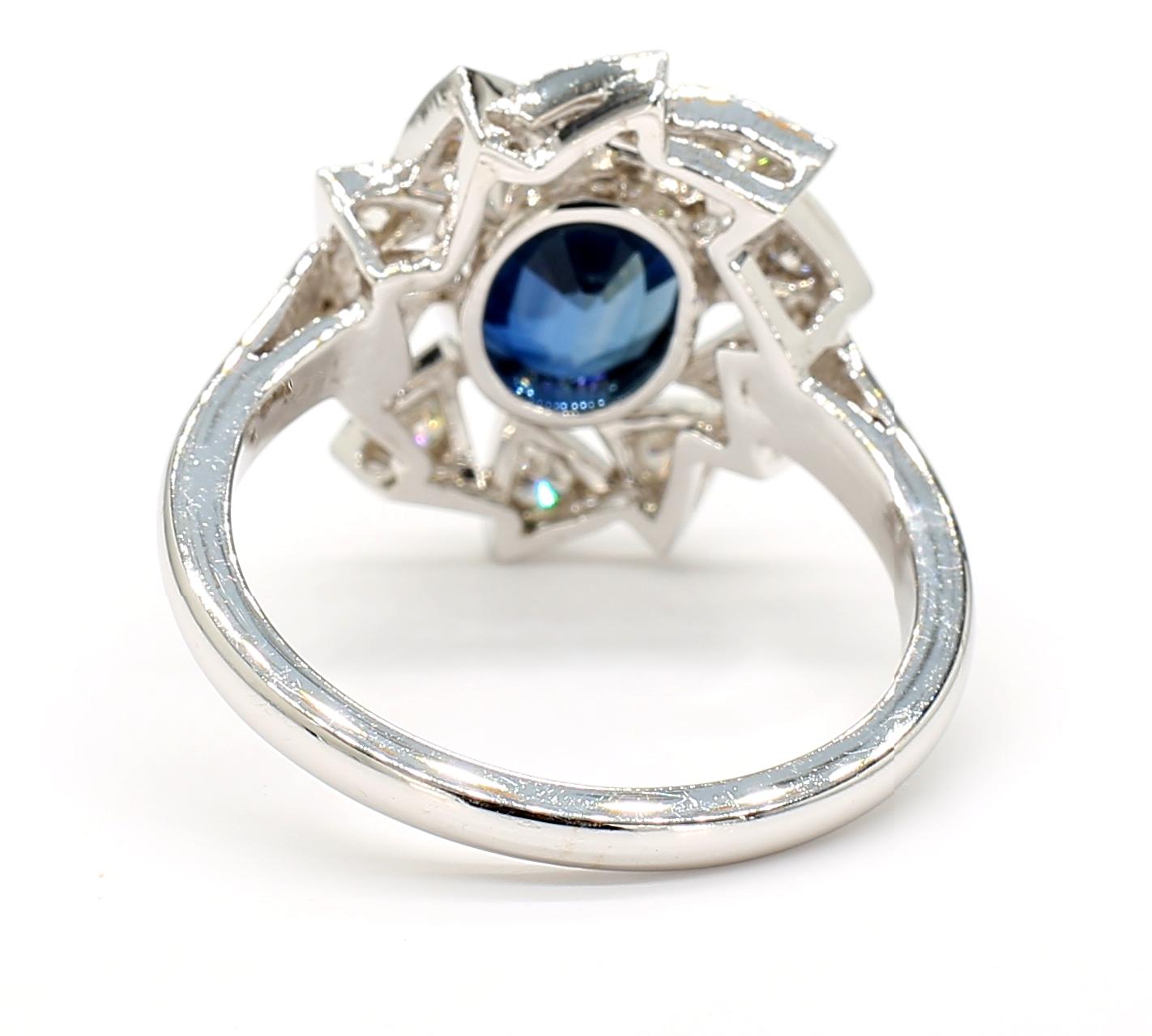 Blue Sapphire and Diamond Ring