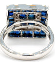 Blue Sapphire Diamond Sqaure Ring