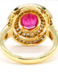 Ruby and Diamond Halo 18K Gold Ring