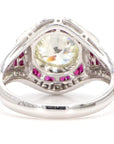 GIA Certified 2.56 Carat Diamond and 1.15 Carat Ruby Art Deco Platinum Ring