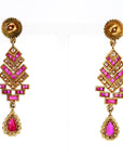 4 Carat Ruby and 3 Carat Diamond Art Deco Style 14K Earrings