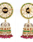 8.54 Carat Emerald, 2.40 Carat Ruby, and 1.00 Carat Diamond Old Persian Earrings